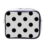 Polka Dots - Black on Light Gray Mini Toiletries Bag (One Side)