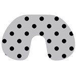 Polka Dots - Black on Light Gray Travel Neck Pillow