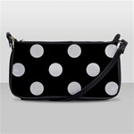 Polka Dots - Light Gray on Black Shoulder Clutch Bag