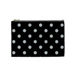 Polka Dots - Light Gray on Black Cosmetic Bag (M)