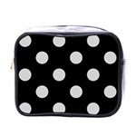 Polka Dots - Light Gray on Black Mini Toiletries Bag (One Side)