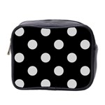 Polka Dots - Light Gray on Black Mini Toiletries Bag (Two Sides)