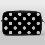 Polka Dots - Light Gray on Black Toiletries Bag (One Side)