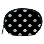 Polka Dots - Light Gray on Black Accessory Pouch (Medium)