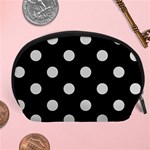 Polka Dots - Light Gray on Black Accessory Pouch (Large)