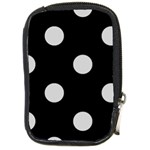 Polka Dots - Light Gray on Black Compact Camera Leather Case