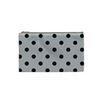 Polka Dots - Black on Silver Gray Cosmetic Bag (S)