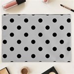 Polka Dots - Black on Silver Gray Cosmetic Bag (XXL)