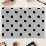 Polka Dots - Black on Silver Gray Cosmetic Bag (XXXL)