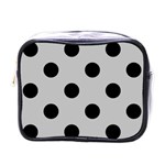 Polka Dots - Black on Silver Gray Mini Toiletries Bag (One Side)