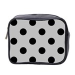 Polka Dots - Black on Silver Gray Mini Toiletries Bag (Two Sides)