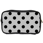 Polka Dots - Black on Silver Gray Toiletries Bag (Two Sides)