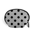 Polka Dots - Black on Silver Gray Accessory Pouch (Small)