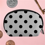 Polka Dots - Black on Silver Gray Accessory Pouch (Large)