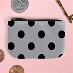 Polka Dots - Black on Silver Gray Mini Coin Purse