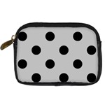 Polka Dots - Black on Silver Gray Digital Camera Leather Case