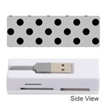 Polka Dots - Black on Silver Gray Memory Card Reader (Stick)