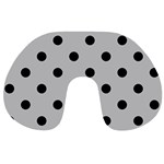 Polka Dots - Black on Silver Gray Travel Neck Pillow