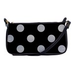 Polka Dots - Silver Gray on Black Shoulder Clutch Bag