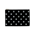 Polka Dots - Silver Gray on Black Cosmetic Bag (M)