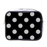 Polka Dots - Silver Gray on Black Mini Toiletries Bag (One Side)