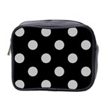 Polka Dots - Silver Gray on Black Mini Toiletries Bag (Two Sides)