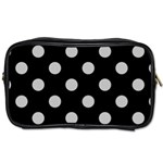 Polka Dots - Silver Gray on Black Toiletries Bag (One Side)