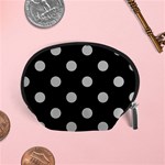 Polka Dots - Silver Gray on Black Accessory Pouch (Small)