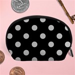 Polka Dots - Silver Gray on Black Accessory Pouch (Large)