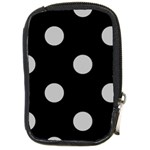 Polka Dots - Silver Gray on Black Compact Camera Leather Case