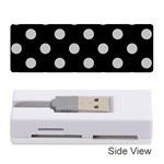 Polka Dots - Silver Gray on Black Memory Card Reader (Stick)