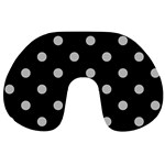 Polka Dots - Silver Gray on Black Travel Neck Pillow