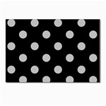 Polka Dots - Silver Gray on Black Postcard 4 x 6  (Pkg of 10)