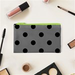 Polka Dots - Black on Gray Canvas Cosmetic Bag (XS)