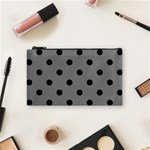 Polka Dots - Black on Gray Cosmetic Bag (S)