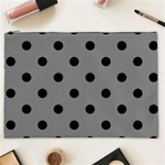 Polka Dots - Black on Gray Cosmetic Bag (XXL)