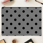 Polka Dots - Black on Gray Cosmetic Bag (XXXL)