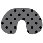 Polka Dots - Black on Gray Travel Neck Pillow