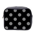 Polka Dots - Gray on Black Mini Toiletries Bag (Two Sides)