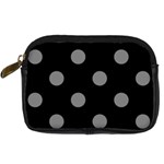 Polka Dots - Gray on Black Digital Camera Leather Case