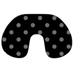 Polka Dots - Gray on Black Travel Neck Pillow