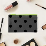 Polka Dots - Black on Dark Gray Canvas Cosmetic Bag (XS)