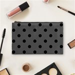 Polka Dots - Black on Dark Gray Cosmetic Bag (M)