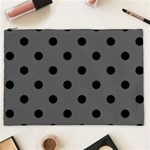 Polka Dots - Black on Dark Gray Cosmetic Bag (XXL)