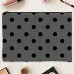 Polka Dots - Black on Dark Gray Cosmetic Bag (XXXL)