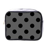 Polka Dots - Black on Dark Gray Mini Toiletries Bag (One Side)