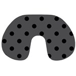 Polka Dots - Black on Dark Gray Travel Neck Pillow