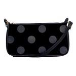 Polka Dots - Dark Gray on Black Shoulder Clutch Bag