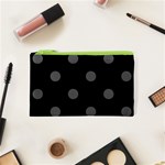 Polka Dots - Dark Gray on Black Canvas Cosmetic Bag (XS)