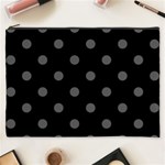 Polka Dots - Dark Gray on Black Cosmetic Bag (XXXL)